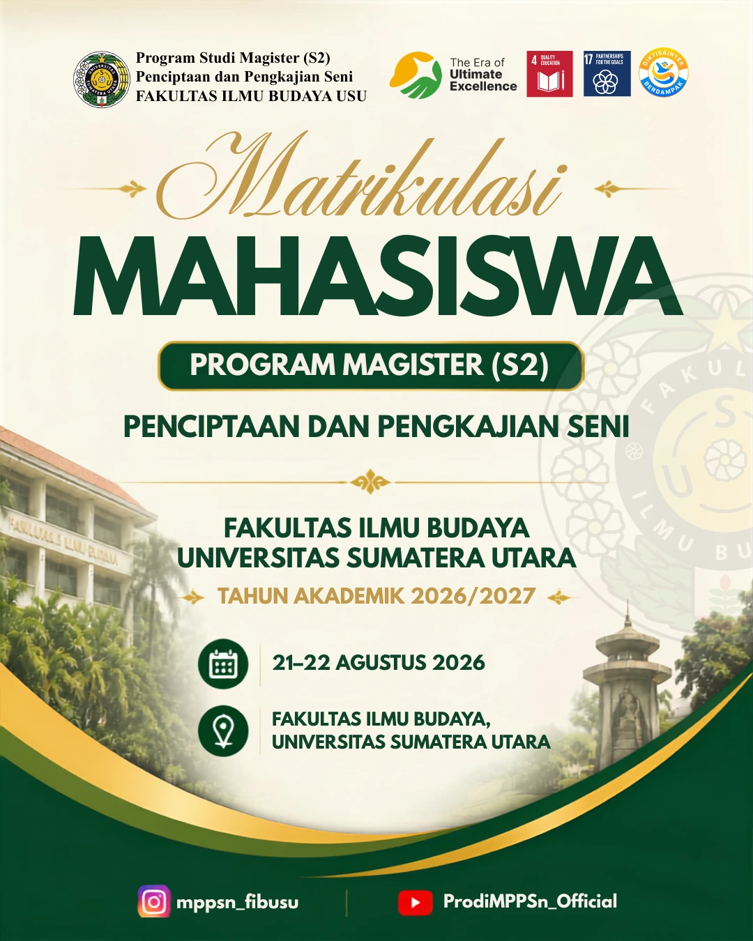 Fakultas Ilmu Budaya USU Gelar Matrikulasi Perdana Bagi Mahasiswa Magister Penciptaan dan Pengkajian Seni